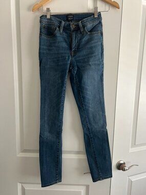 J.Crew 9" High-Rise Skinny Jeans classic dark medium blue wash Size 24 NWOT